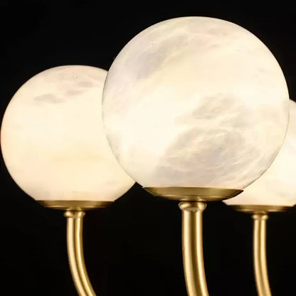 Alabaster Globe Chandelier – Brass & White, 6‑10 Heads