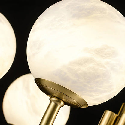Alabaster Globe Chandelier – Brass & White, 6‑10 Heads