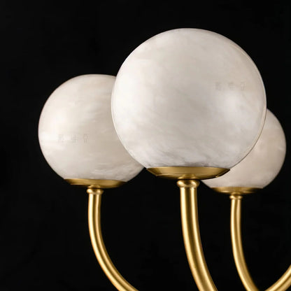 Alabaster Globe Chandelier – Brass & White, 6‑10 Heads