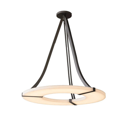 Alabaster Halo Pendant Light – Black & White LED Chandelier