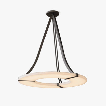 Alabaster Halo Pendant Light – Black & White LED Chandelier