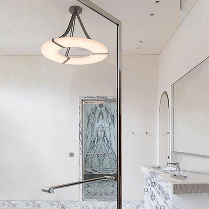 Alabaster Halo Pendant Light – Black & White LED Chandelier