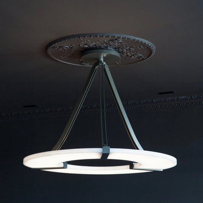 Alabaster Halo Pendant Light – Black & White LED Chandelier