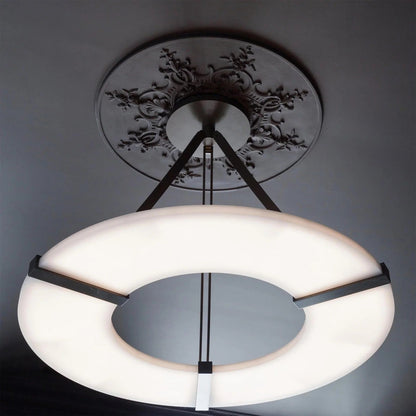 Alabaster Halo Pendant Light – Black & White LED Chandelier