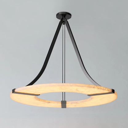 Alabaster Halo Pendant Light – Black & White LED Chandelier