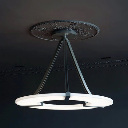 Alabaster Halo Pendant Light – Black & White LED Chandelier