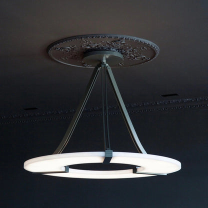 Alabaster Halo Pendant Light – Black & White LED Chandelier