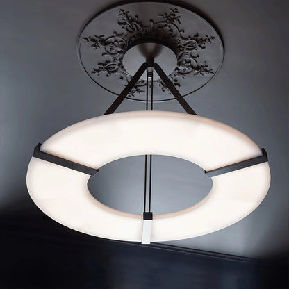 Alabaster Halo Pendant Light – Black & White LED Chandelier