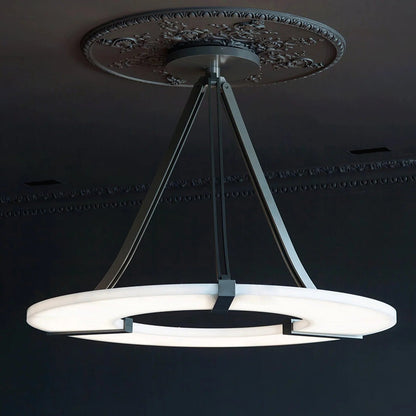 Alabaster Halo Pendant Light – Black & White LED Chandelier