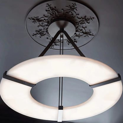 Alabaster Halo Pendant Light – Black & White LED Chandelier