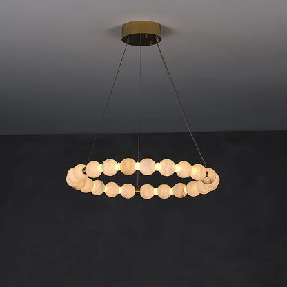 Alabaster Orb Ring Chandelier – Gold White, 23.6‑39.4 Diameters