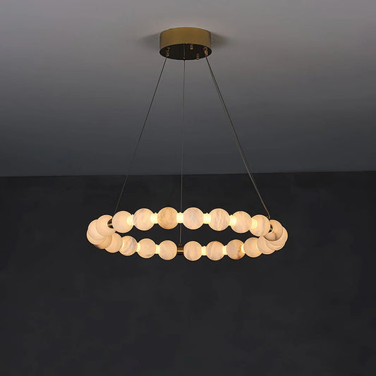 Alabaster Orb Ring Chandelier – Gold White, 23.6‑39.4 Diameters