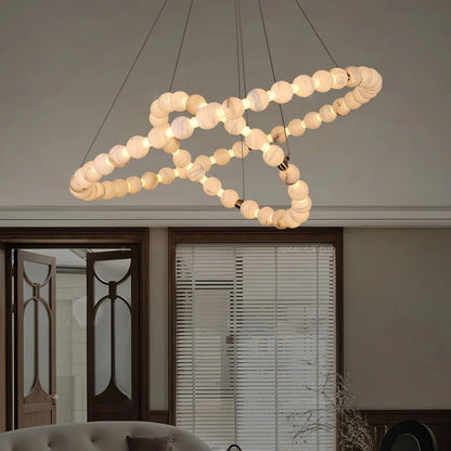 Alabaster Orb Ring Chandelier – Gold White, 23.6‑39.4 Diameters