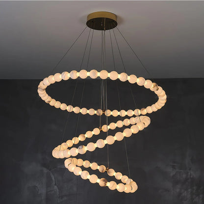 Alabaster Orb Ring Chandelier – Gold White, 23.6‑39.4 Diameters