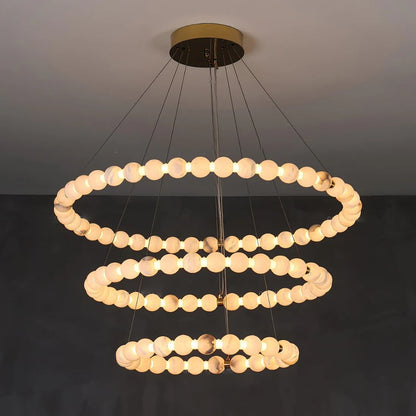Alabaster Orb Ring Chandelier – Gold White, 23.6‑39.4 Diameters