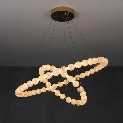 Alabaster Orb Ring Chandelier – Gold White, 23.6‑39.4 Diameters