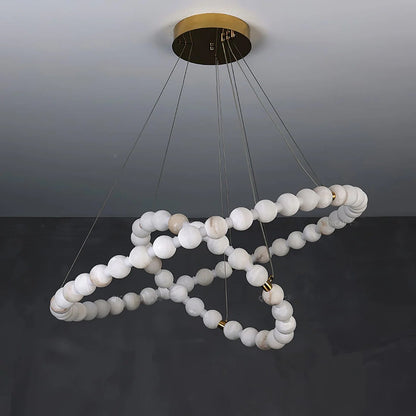 Alabaster Orb Ring Chandelier – Gold White, 23.6‑39.4 Diameters