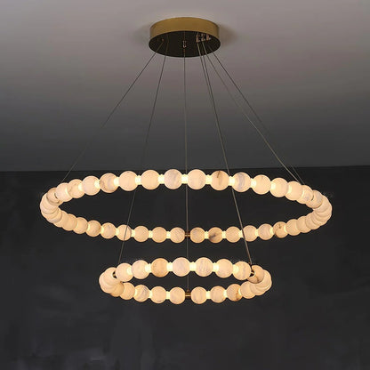 Alabaster Orb Ring Chandelier – Gold White, 23.6‑39.4 Diameters