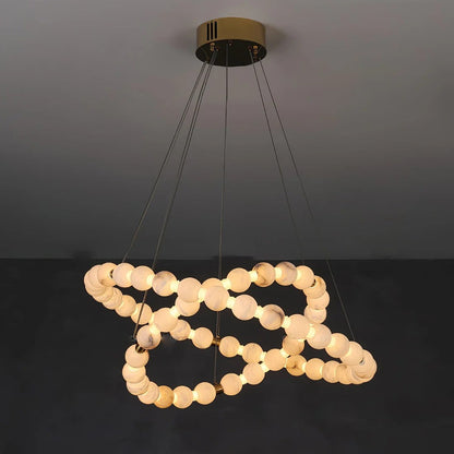 Alabaster Orb Ring Chandelier – Gold White, 23.6‑39.4 Diameters