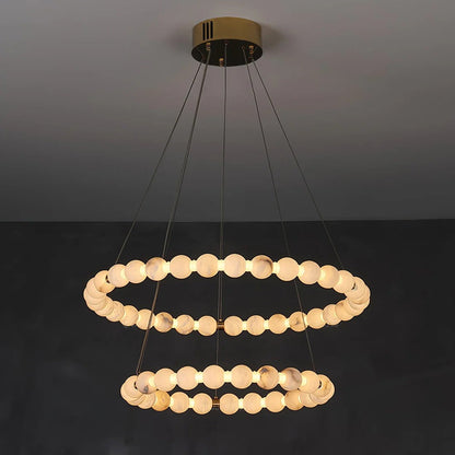 Alabaster Orb Ring Chandelier – Gold White, 23.6‑39.4 Diameters