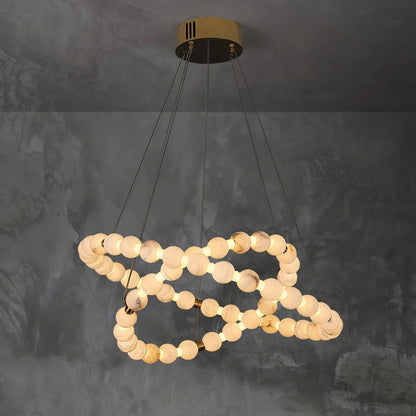 Alabaster Orb Ring Chandelier – Gold White, 23.6‑39.4 Diameters