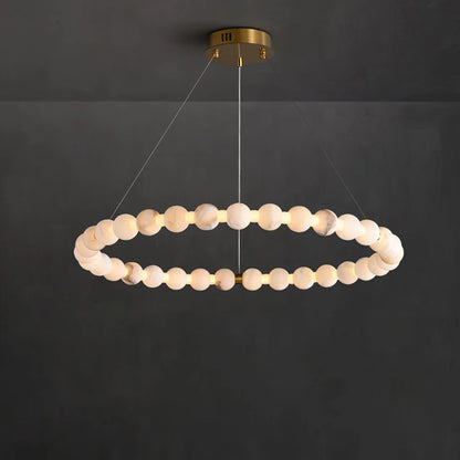 Alabaster Orb Ring Chandelier – Gold White, 23.6‑39.4 Diameters
