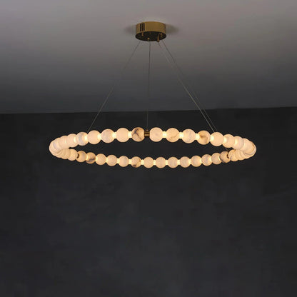 Alabaster Orb Ring Chandelier – Gold White, 23.6‑39.4 Diameters