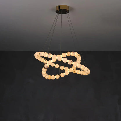 Alabaster Orb Ring Chandelier – Gold White, 23.6‑39.4 Diameters