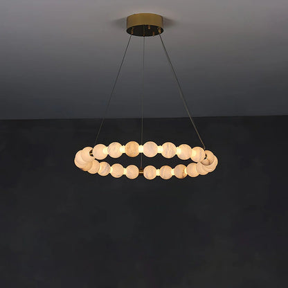 Alabaster Orb Ring Chandelier – Gold White, 23.6‑39.4 Diameters