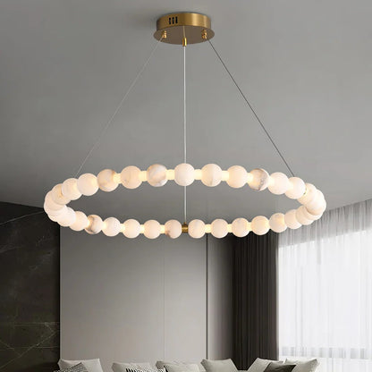 Alabaster Orb Ring Chandelier – Gold White, 23.6‑39.4 Diameters