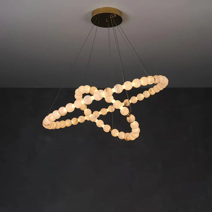 Alabaster Orb Ring Chandelier – Gold White, 23.6‑39.4 Diameters