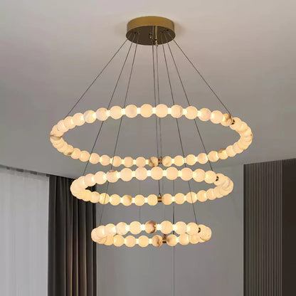 Alabaster Orb Ring Chandelier – Gold White, 23.6‑39.4 Diameters