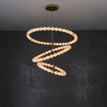 Alabaster Orb Ring Chandelier – Gold White, 23.6‑39.4 Diameters