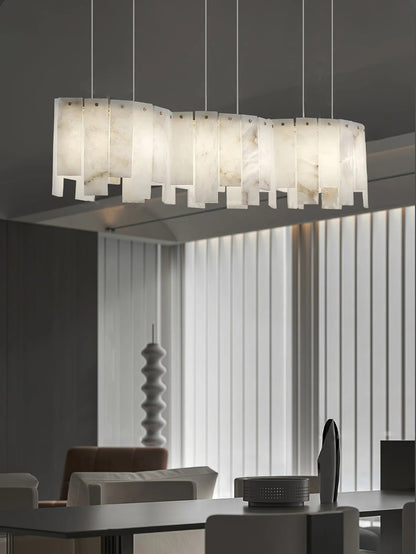 Alabaster Pendant Lamp with Gold & White Finish
