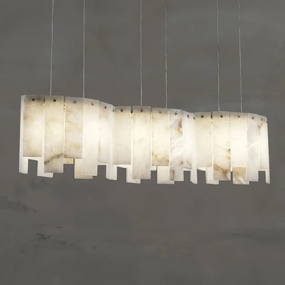 Alabaster Pendant Lamp with Gold & White Finish