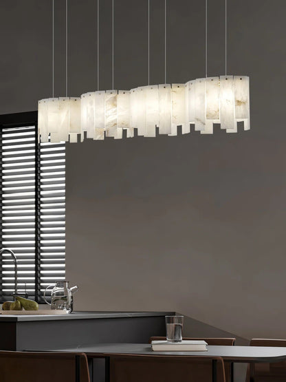 Alabaster Pendant Lamp with Gold & White Finish