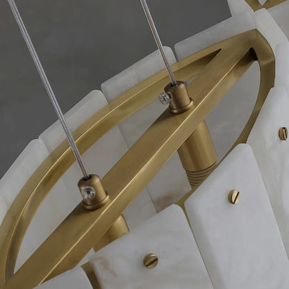 Alabaster Pendant Lamp with Gold & White Finish
