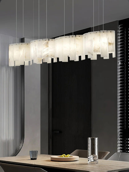 Alabaster Pendant Lamp with Gold & White Finish
