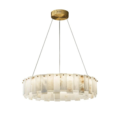 Alabaster Round Brass & White Chandelier – Heavenly Glow