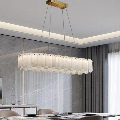 Alabaster Round Brass & White Chandelier – Heavenly Glow