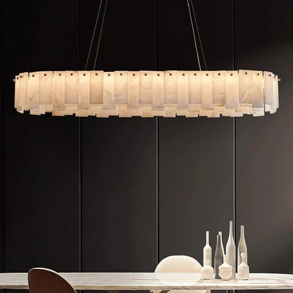 Alabaster Round Brass & White Chandelier – Heavenly Glow