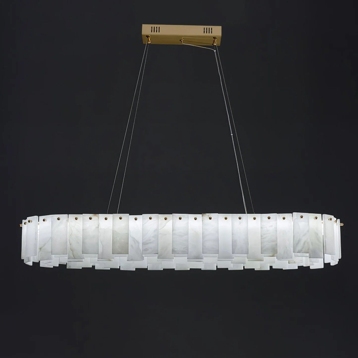 Alabaster Round Brass & White Chandelier – Heavenly Glow