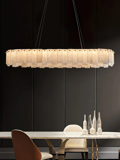 Alabaster Round Brass & White Chandelier – Heavenly Glow