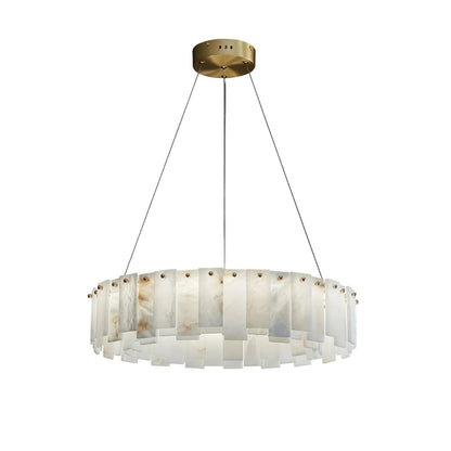 Alabaster Round Brass & White Chandelier – Heavenly Glow