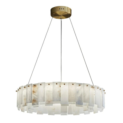 Alabaster Round Brass & White Chandelier – Heavenly Glow