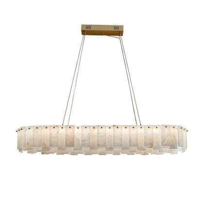 Alabaster Round Brass & White Chandelier – Heavenly Glow