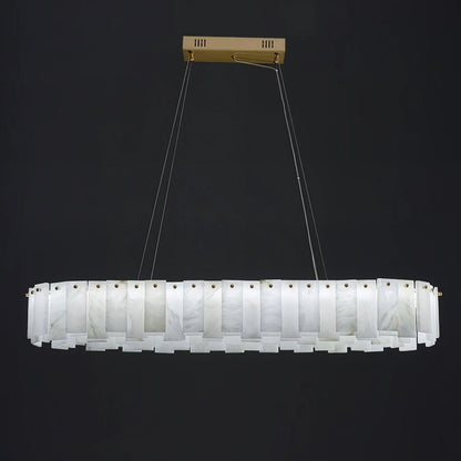 Alabaster Round Brass & White Chandelier – Heavenly Glow