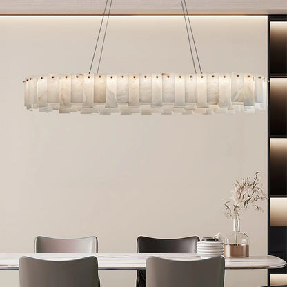 Alabaster Round Brass & White Chandelier – Heavenly Glow