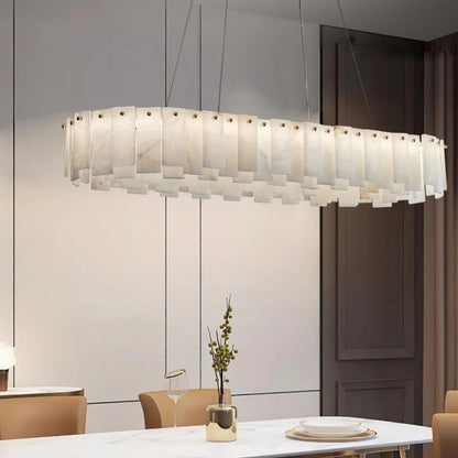 Alabaster Round Brass & White Chandelier – Heavenly Glow