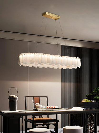 Alabaster Round Brass & White Chandelier – Heavenly Glow